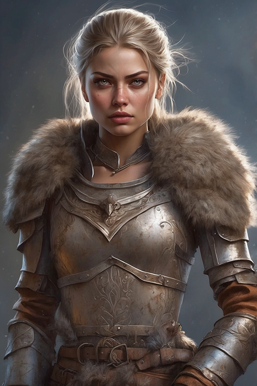 Human Female Warrior 10
A human female warrior with long dirty blonde hair. Wearing plate armor and furs.
Keywords: human;female;barbarian;warrior;fighter;long hair;blonde;plate armor;furs