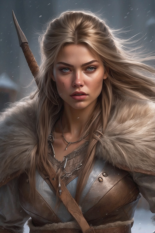 Human Female Warrior 8
A human female warrior with long dirty blonde hair. Wearing leather armor and furs.
Keywords: human;female;barbarian;warrior;fighter;long hair;blonde;leather armor;skimpy;furs