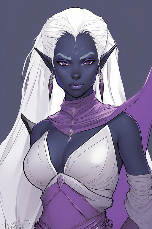 Female Drow 7
A cartoon-like artistic portrait of a female drow with purple eyes and cloth armor.
Keywords: drow;female;artistic;cartoon;long hair;white;purple eyes